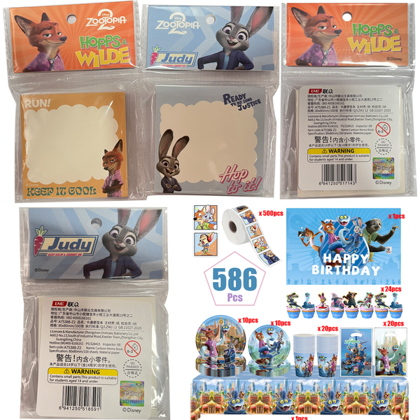 Kit de fête d'anniversaire Zootopia, vaisselle jetable, nappe Judy, gobelets, assiettes, serviettes, ballons, cadeaux pour bébé, Nick