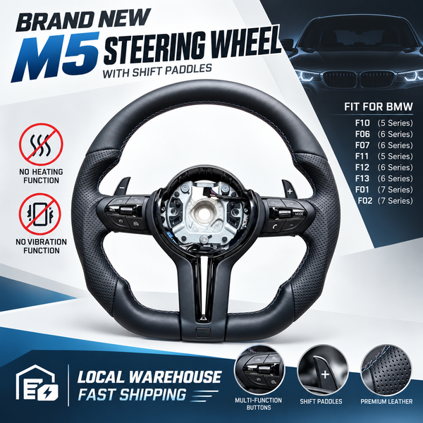 Brandneues M5-Lenkrad mit Schaltwippen, ohne Heiz- und Vibrationsfunktion, für BMW F10, F06, F07, F11, F12, F13, F01, F02 (5er, 6er, 7er Serie)