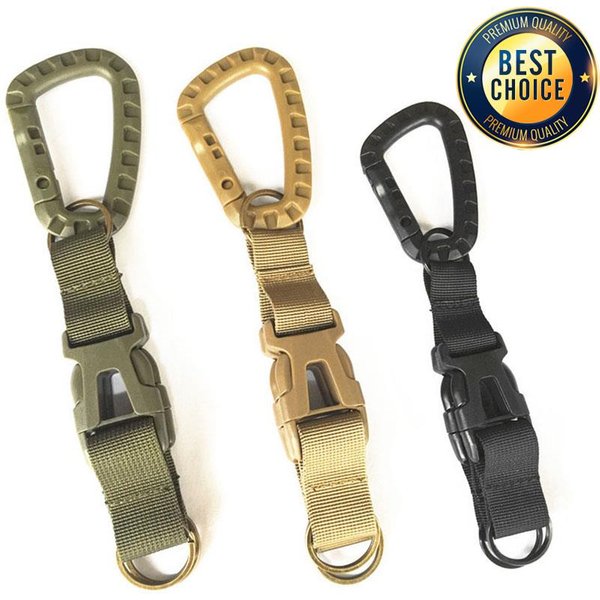 Porte-clés tactique, équipement, Clip, sangle en Nylon, boucle à dégagement rapide, accessoires de sac Molle, mousquetons en métal