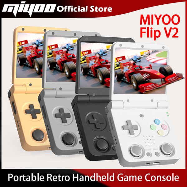 Console de jeu portable rétro MIYOO Flip V2 avec charnière en métal, écran IPS de 3,5 pouces, machine de jeu compacte et portable, double joystick analogique, cadeau