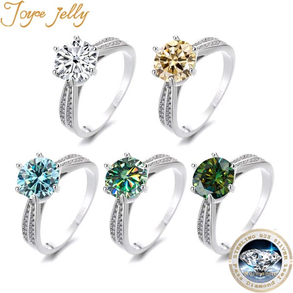 PomerceJelly-Bague en argent regardé S925 pour femme, diamant de laboratoire Moissanite 1ct, bijoux fins, matiques de fiançailles de mariage, 6.5mm
