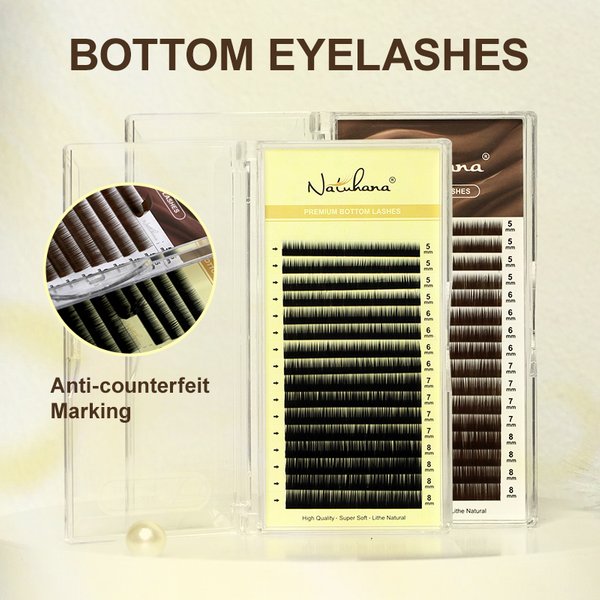 NATUHANA Extension de cils inférieurs individuels naturels doux sous les cils J Curl 5-8 mélange de cils inférieurs en vison synthétique pour le maquillage