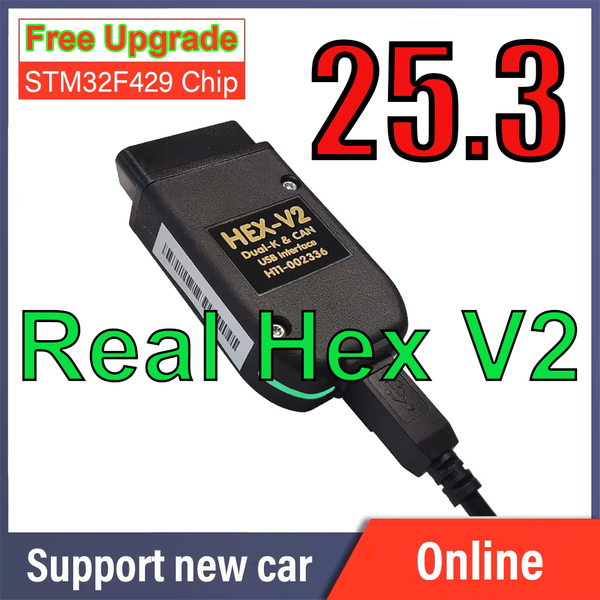 2026 Real Hex V2 Vcds Vag Com Obd2 Scanner 25.3.1, interfejs Vcds Vagcom z nieograniczoną liczbą VIN, bezpłatne aktualizacje, układ STM32F429, Hex-V2.