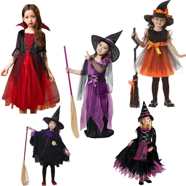Halloween Costume for Kids Girls Fancy Dress Children Red Hood Dress Cosplay Costumes for Children Evening Party Clothing