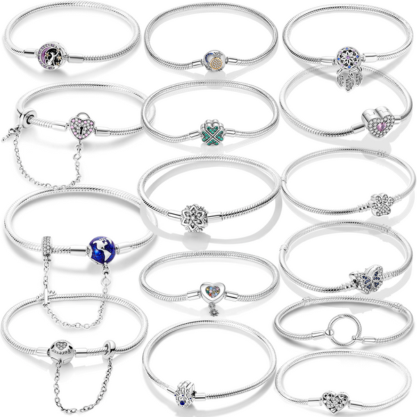 Original Heart Shell Butterfly Footprint Bracelet Silver Plated Fit Brand Me Charm Beads Fashion Women Bracelet Jewelry