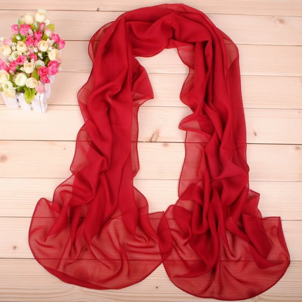 Nouveau tempérament de mode pur Monochrome femmes longues écharpes en mousseline de soie en gros Yiwu plaine couleur Pure petites écharpes