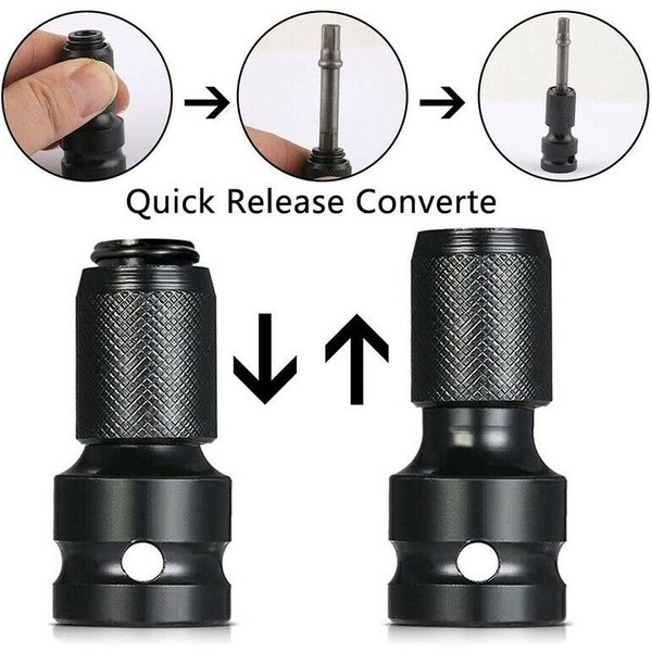 Socket Adapter Set Hex Shank 1/2inch Drive To 1/4in Impact Drilling Bits Driver Adapter Drill Bit 1/2'' Drive To 1/4'' Hex