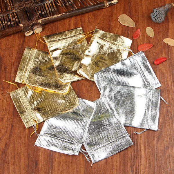 30 Stück 7x9cm 9x12cm 10x15cm Metallic-Folien-Schmuckverpackung, Silber-/Goldfarbener Samtbeutel mit Kordelzug, Hochzeitsgeschenk-Süßigkeitsbeutel & Pouc