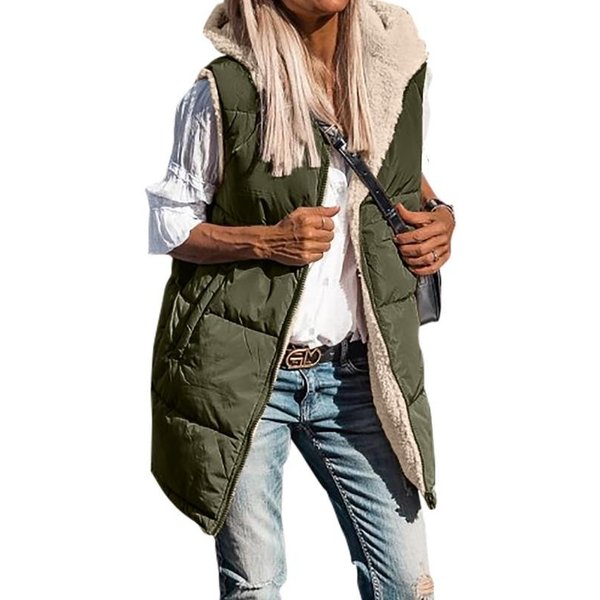 Both Sides Can Wear Women's 2023 Warm Winter Coats Reversible Sherpa Fleece Long Hooded Puffer Jackets Outerwear