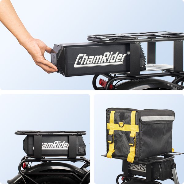 Chamrider 48V 36AH Delivery A Battery Ebike Battery 36V 48V 52V Rear Rack Electric Battery BMS 40A 1500W Grade A Cells
