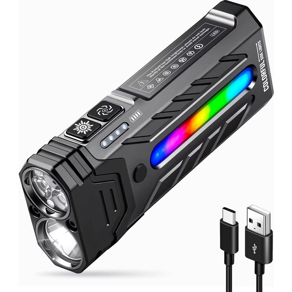 Lampe de poche LED portable innovante et puissante de 5200 lumens avec torche magnétique, parfaite pour la randonnée, le camping et les aventures