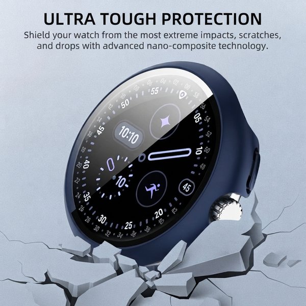 PC-Gehäuse mit gehärtetem Glas-Displayschutz für Google Pixel Watch 4 45mm 41mm Rundum Kratzfeste Uhrenabdeckung