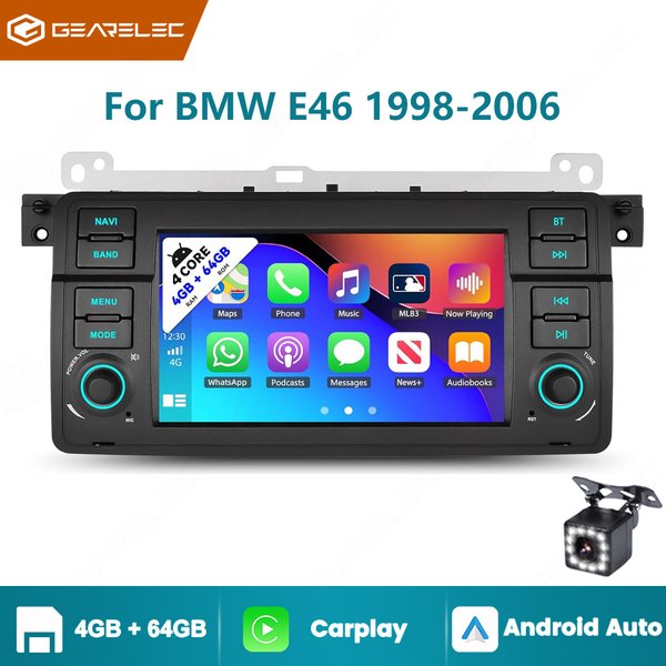 Android 14 Autoradio für BMW E46 1998-2006 7'' Autoradio Carplay Android Auto Bluetooth GPS FM WLAN Auto-Multimedia-Player