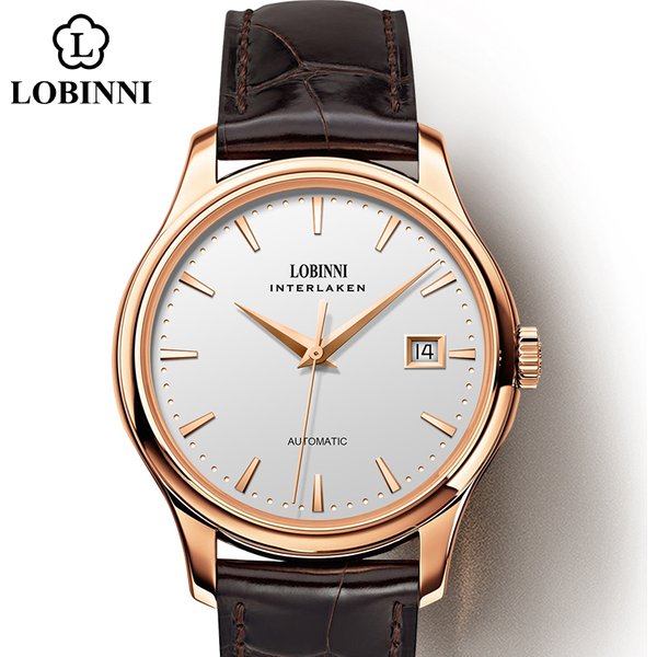 Montre mécanique pour homme LOBINNI L12026, mouvement ST2130, verre saphir, étanche 50M, date, montre-bracelet en acier inoxydable pour affaires.