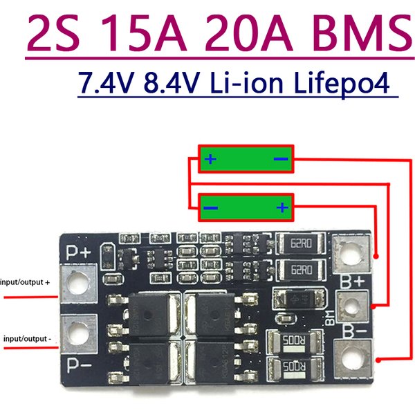 Carte de protection de batterie au lithium, 2S BMS 7.4V 8.4V 15A 20A 18650 W Balance Eddie ion Lifepo4 chargeur