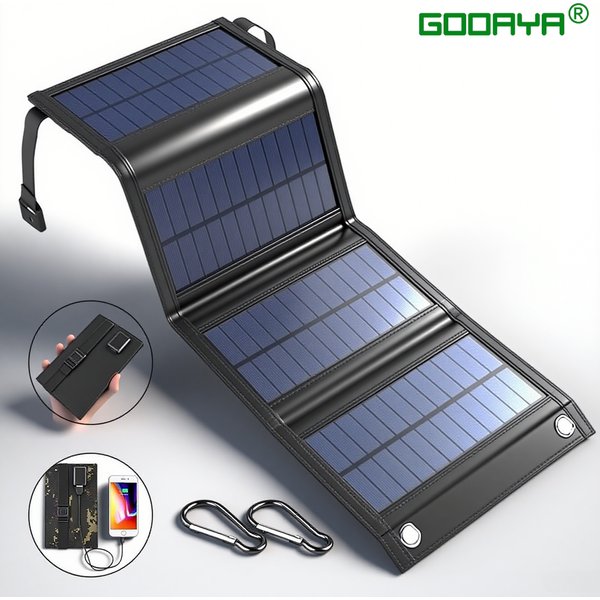 Panel słoneczny składany 4-krotnie, 100W, przenośne panele słoneczne 20W/h, szybka ładowarka USB 5V DC, panel słoneczny do pełnego zastosowania, mobilny zasilacz.