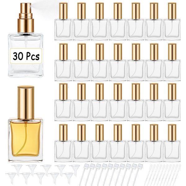 Flacons vaporisateurs de parfum en verre transparent de haute qualité, 30 x 15 ml, avec outils d'emballage, adaptés au parfum et aux voyages (trois couleurs)