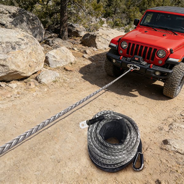 30m Windenverlängerungskabel 12-strängig 10mm/0,39 Zoll UHMW-PE Windenseil für Geländefahrzeuge ATV UTV LKW, 10.500 kg Bruchlast