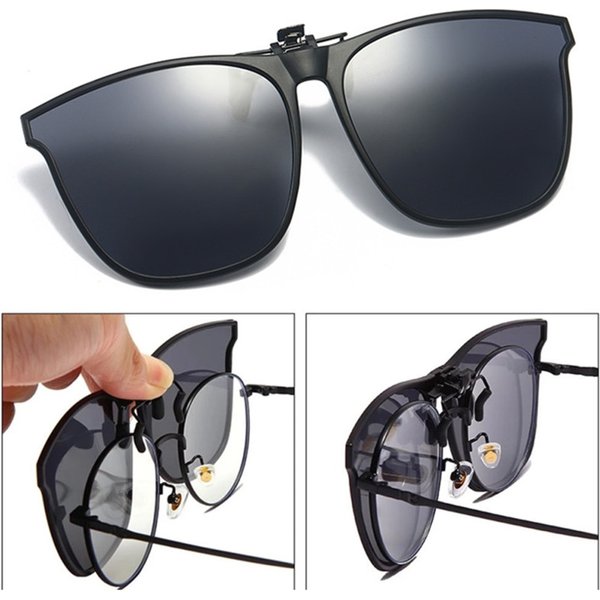 Lunettes de soleil polarisées à Clip pour hommes, pour conducteur de voiture, Vision nocturne, Anti-éblouissement, carrées Vintage, Oculos