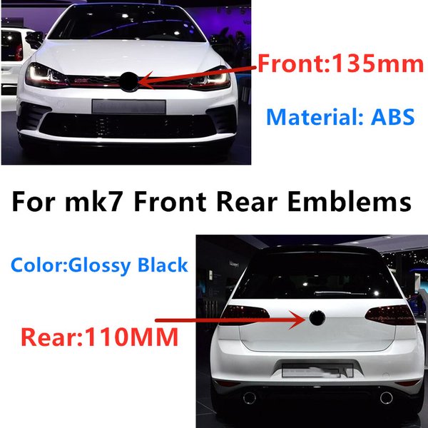 2 Stück für Golf 7 MK7 2014-2017 Auto-Emblem-Ersatzabzeichen für Frontgrill und Heckklappen-Logo
