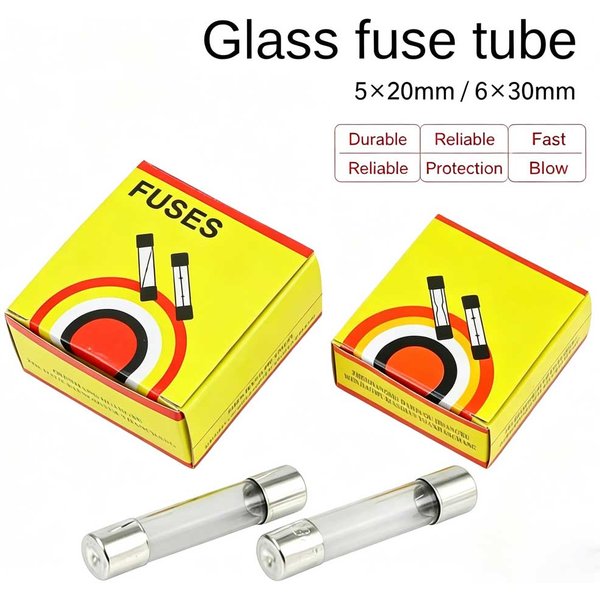 10/100 PCS Fuse Tube 5x20 6x30 Glass Fuse Tube 250V 0.1A 0.2A 0.5A 1A 2A 3A 5A 6A 10A 15A 20A 30A
