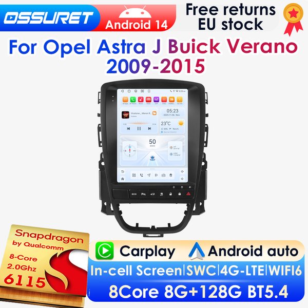 Autoradio Android 14 à écran vertical 2Din 9,7 pouces pour Opel Astra J Buick Verano 2009 - 2015, lecteur multimédia GPS pour voiture, Carplay sans fil, Android Auto, 4G, DSP, BT, Mirror Link, SWC,