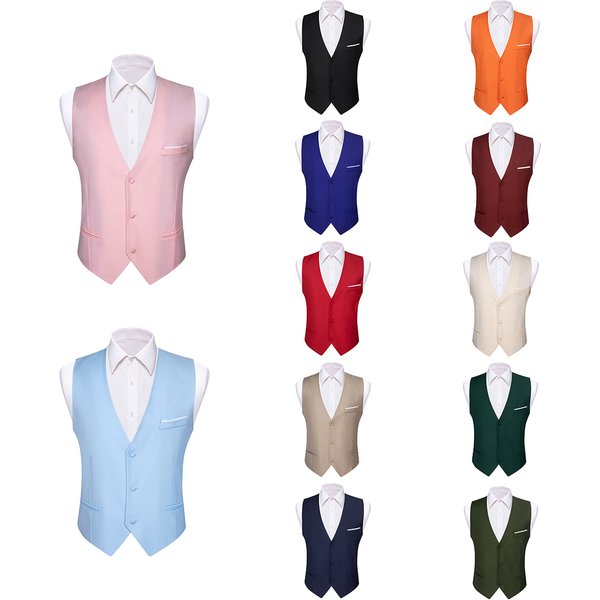 Gilet pour homme S-5XL, 20 couleurs, rose, bleu, noir, rouge, violet, blanc, kaki, coupe ajustée, veste sans manches