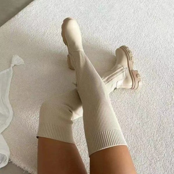 Bottes pour femmes, nouvelle mode automne et hiver, Sexy, respirantes, bout rond, couleur unie, confortables, talon carré, fermeture éclair