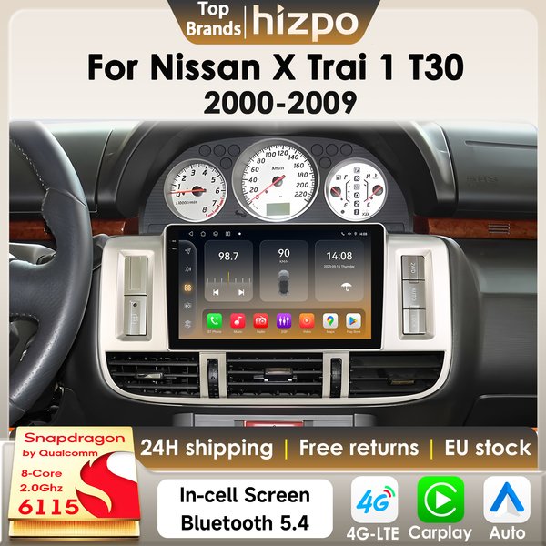 Hizpo 8G 128G 2Din Android 14 Autoradio für Nissan X-Trail 1 T30 2000 - 2009 AI Auto-Multimedia-GPS 4G Carplay mit Snapdragon6115