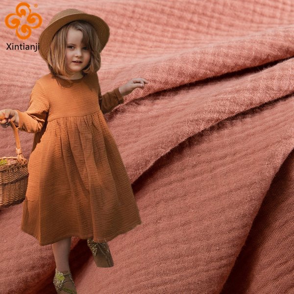 Double Layer Gauze Fabric 100% Cotton Crepe Sewing Fabric Soft For Baby Dress and Bath Towel 50x140 cm/Piece