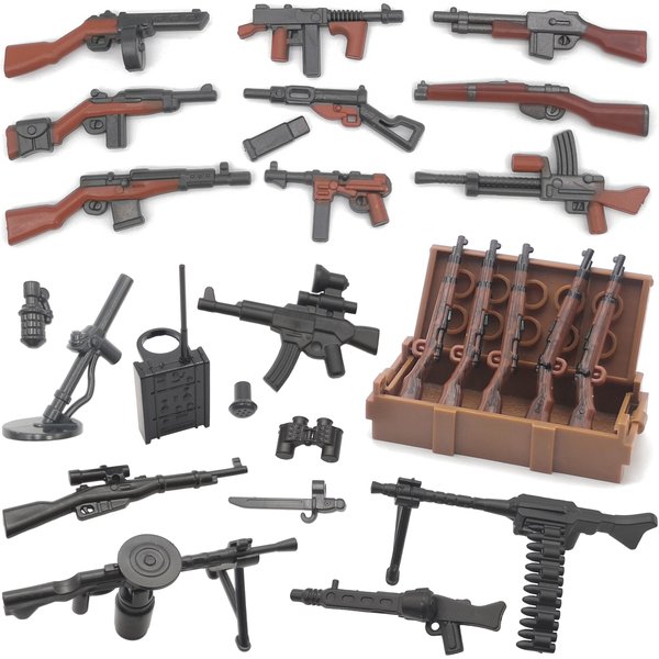 WW2 Guns Kar98K PPSh41 M1 Rifle DIY Weapons Box Military World War Soldier Figure Playmobil Model Building Block Brick Gift Toys