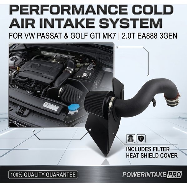 Kaltluftansaugkit mit schwarzem Hitzeschutz für VW Golf MK7 GTI Passat 2.0T EA888, Audi A3 S3 TT Seat Leon Tuning-Ansaugsystem