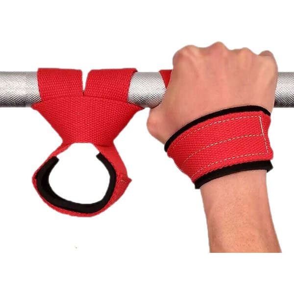 Fitness Wrist Straps Red Tension Support Straps Adjustable Polyester Blend Weightlifting Boxing Strength Training Gym Spo