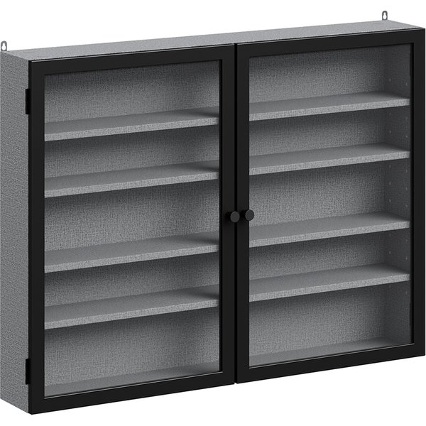 SoBuy FSB113-DG Wall Mounted Display Cabinet with Glass Doors, Narrow Hanging Vitrine, 4 Adjustable Shelves, Grey, 80x12.2x60 cm, 10 kg Load