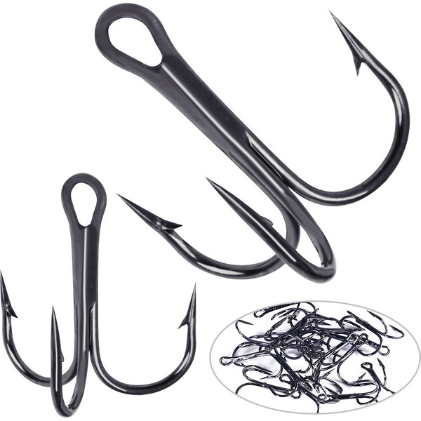 Hengjia 20pc High Carbon Steel Treble Fishing Hooks 2# 4# 6#8# 10# 12#14# Bent Triple Fishhooks Set Anchor Hooks For Sea Fishing