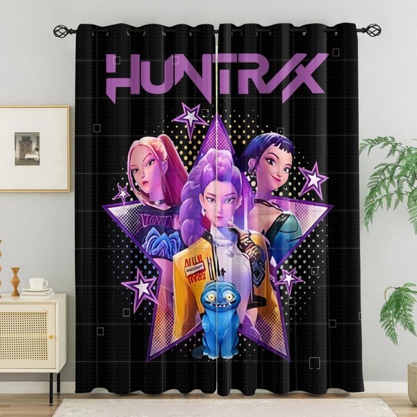 Rideaux Hasbro Kpop Star Team Anime bloquant 85% de la lumière, réduisant le bruit, à œillets, pour chambre de fille et balcon.