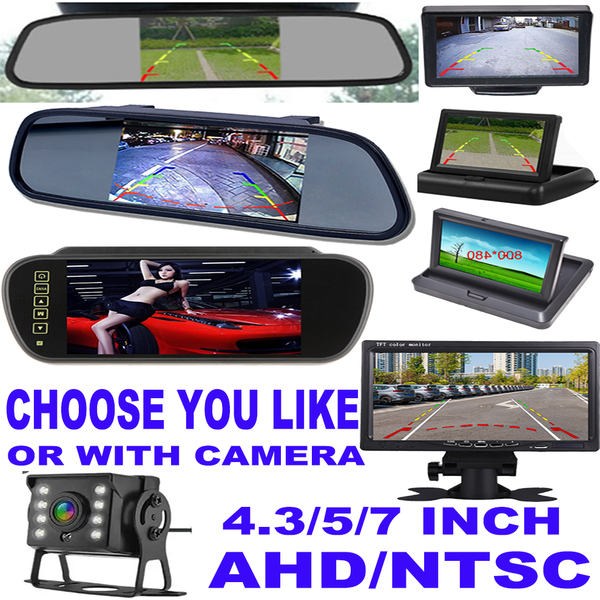 Écran TFT LCD HD de 4/5/7 pouces, moniteur de voiture, rétroviseur, caméra de recul ou de stationnement, ou caméra AHD 720/1080P pour bus, camion, camping-car, remorque
