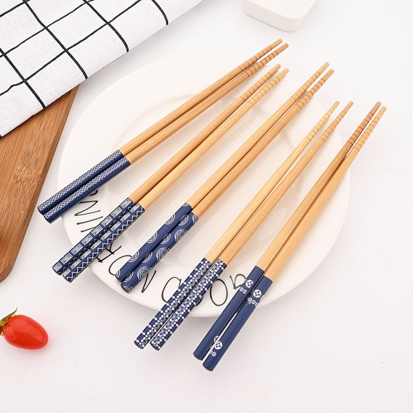 5 paires de vaisselle réutilisable en bambou fait à la main, baguettes japonaises en bois naturel, nourriture pour Sushi, chat fleur, baguettes en bois multicolores