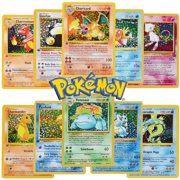 151 Stück/Box 1996 Pokémon-Karten der ersten Generation Charizard Pikachu Mewtwo Blastoise Sammelkarten Spielzeug Englische Version