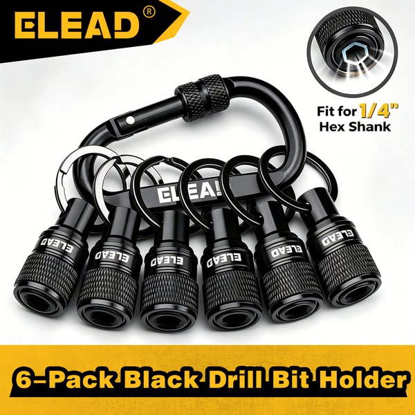 ELEAD Lot de 6 rallonges porte-embouts hexagonaux 1/4 po, adaptateur de douille à changement rapide avec porte-clés, portable