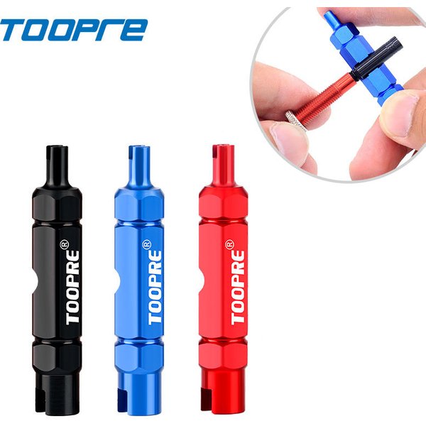 TOOPRE 3-en-1 vélo multifonctionnel Valve noyau outil de retrait clé clé pour vélo Schrader et Presta Valve Extender