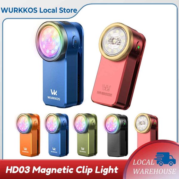 Wurkkos HD03 Latarka z klipsem 680 lumenów, ładowana przez USB-C, kieszonkowa latarka, mini reflektor/światło rozproszone, przenośna latarka EDC RGB z magnesem, odpowiednia do codziennego użytku na