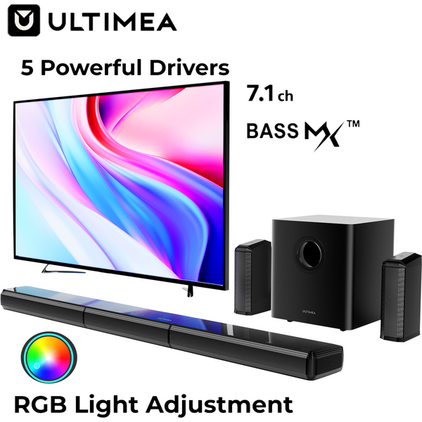 ULTIMEA 410W 7.1-Kanal Soundbar mit Kabellosem Subwoofer & 2 Surround-Lautsprechern, Surround-Sound-System Heimkino Bluetooth-Lautsprecher