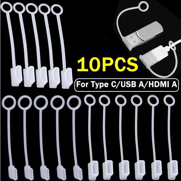 10-1PCS Lade Port Staub Stecker Typ C Port Mit Seil Für USB A/HDMI EINE Ladekabel Anti-verloren Schutz Kappen Datenkabel Abdeckung