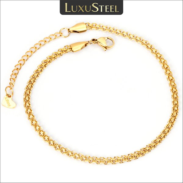 LUXUSTEEL Twist Chain Anklaces Gold Plated Accessories Fashion Stainless Steel Anklets/Bracelets Beach Party Jewelry Premium