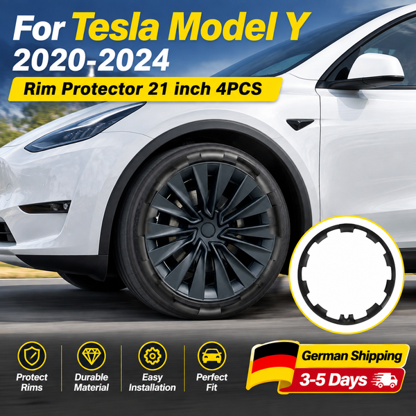 4 Stück ABS 21" Vollfelgen-Radschutz für Tesla Model Y 2020-2024, kratzfester Felgenschutz, Auto-Tuning-Zubehör