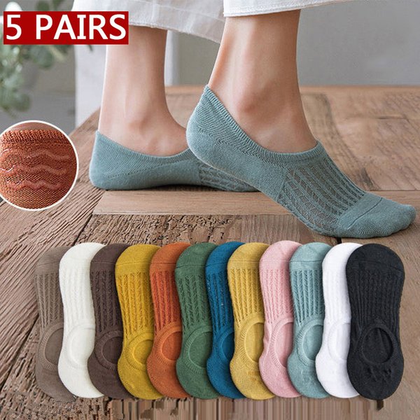 chaussette femme chaussettes femmes en lot soquettes courtes pour femmes Chaussettes courtes invisibles pour femmes, chaussettes de bateau en coton, dentelle, silicone respirant, non ald, mode