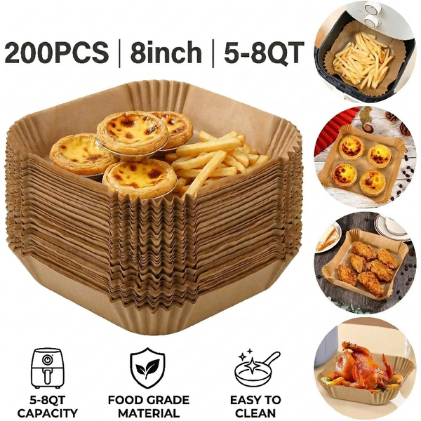 Einweg-Papiereinlagen pour Heißluftfritteusen, pour Cosori Ninja, quadratisch/rund, antihaftbeschichtetes Backpapier, Küchenzubehör