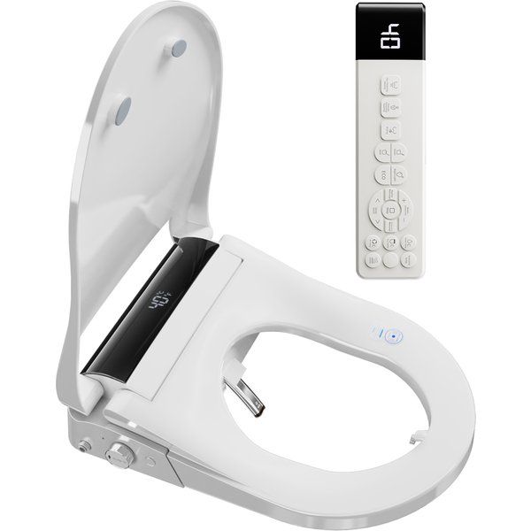Bidet de toilette intelligent avec télécommande, siège antibactérien, couvercle de toilette, lampe d'ambiance, séchage à l'air chaud, siège chauffant, ouverture et fermeture automatiques du couvercle,