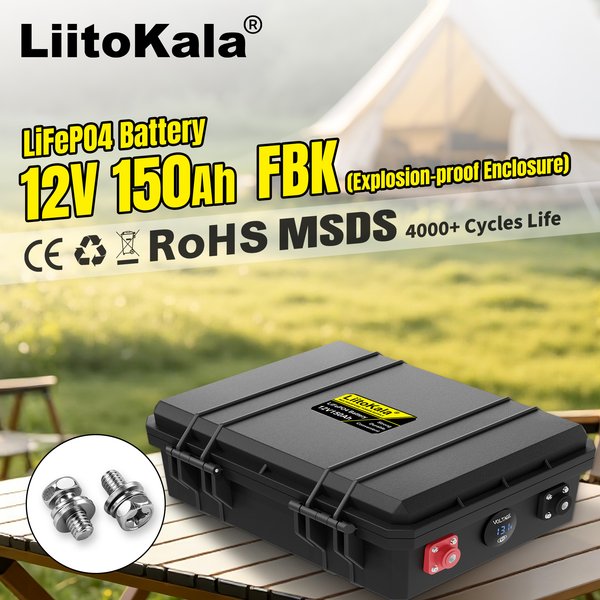 LiitoKala 12V 100Ah 150Ah LiFePO4 Lithium-Eisenphosphat-Batterie, Tiefentladezustand, 4S, 100A BMS, 4000 Zyklen, 10 Jahre Lebensdauer, für Solaranlagen, Wohnmobile, Boote, Camping, netzunabhängige